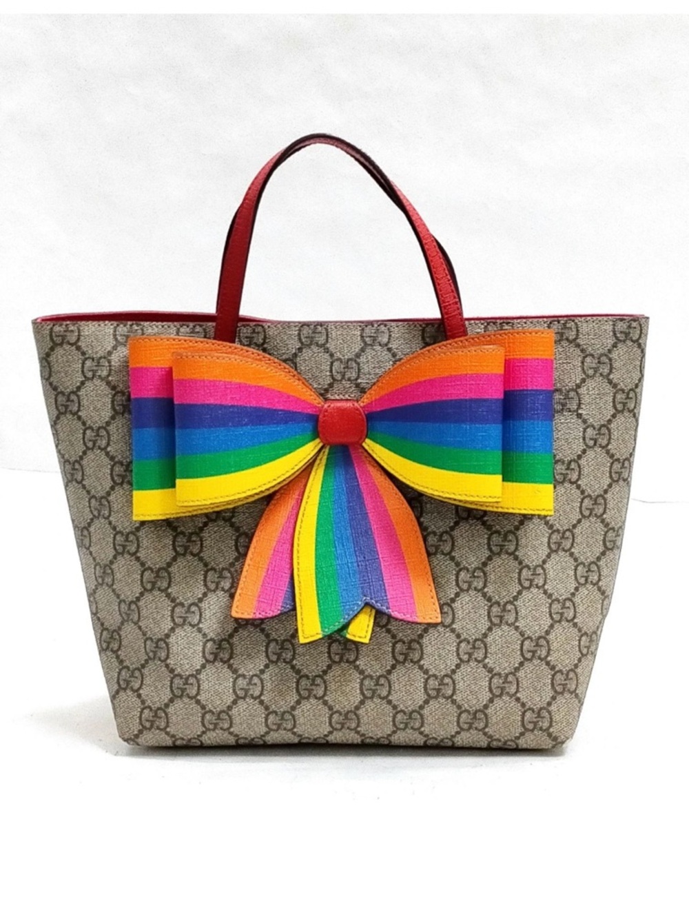 Gucci Girl's GG Supreme Rainbow Bow Tote